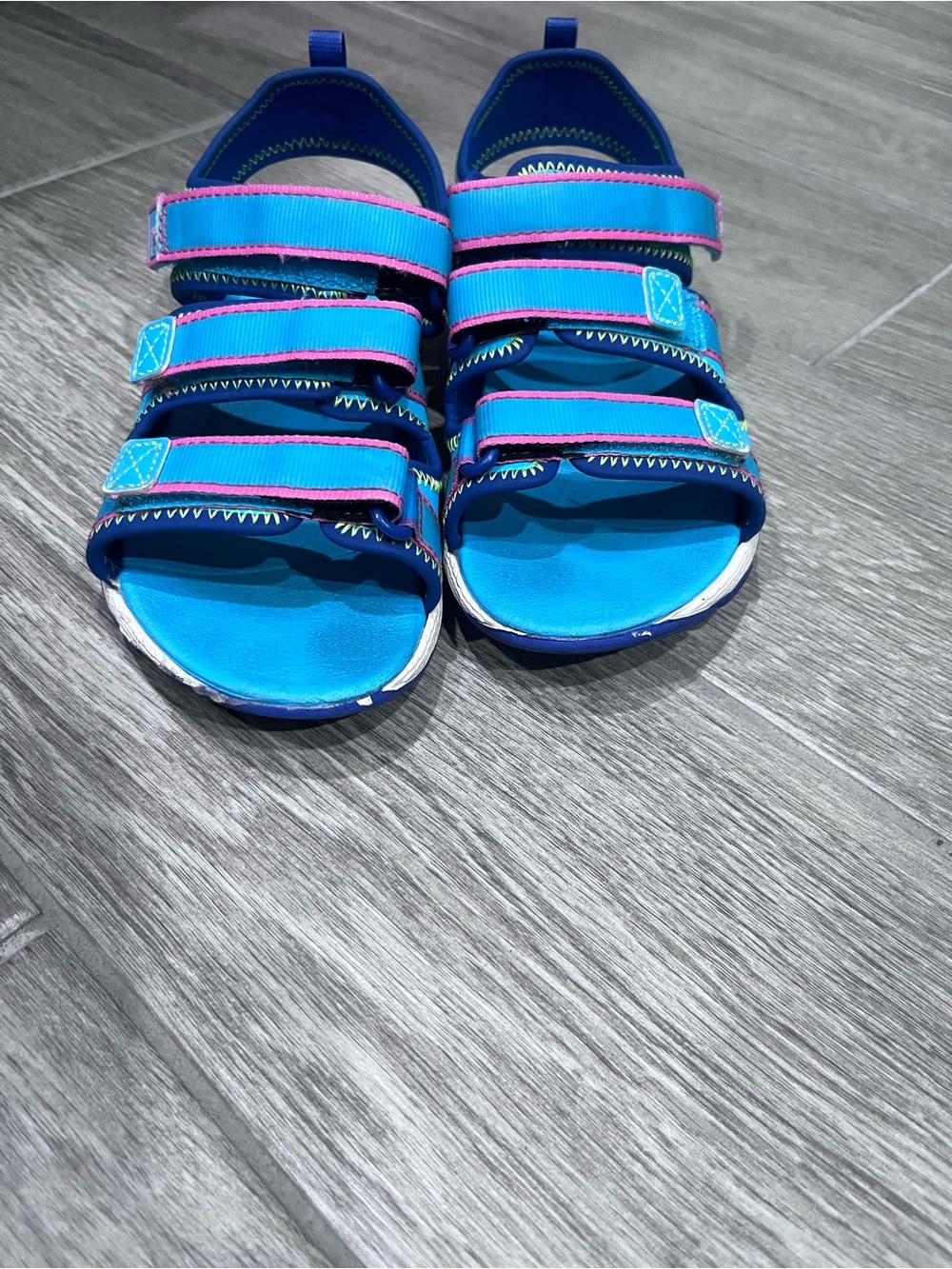 Merrell Kids Blue and Pink Triple-Strap Sport Sandals